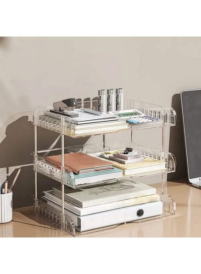 Transparent 3 Layer Stackable File Organizer Heavy Duty Plastic Open Shelving - Image 4